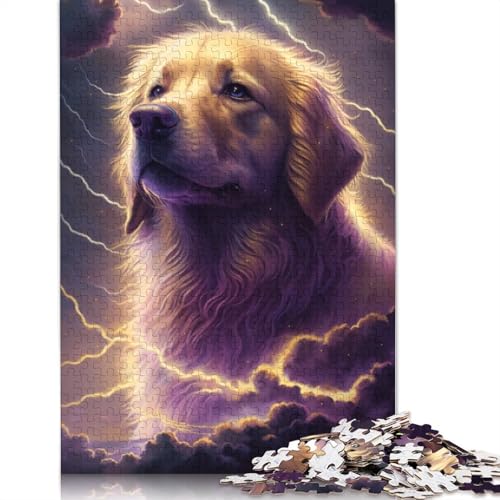 1000-teiliges Puzzle Fantasy Golden Retriever Puzzle für Erwachsene Kartonpuzzle Lernspiel Herausforderungsspielzeug Größe: 38 x 26 cm von LiJianXXS