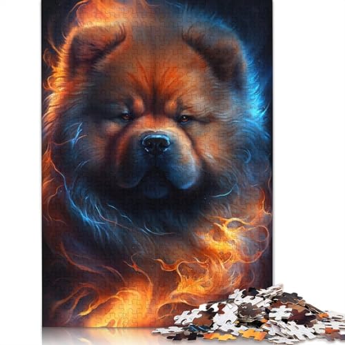 1000-teiliges Puzzle Feuertier-Chow-Chow-Puzzle für Erwachsene, Holzpuzzle, anspruchsvolles Spiel, Größe: 75 x 50 cm von LiJianXXS