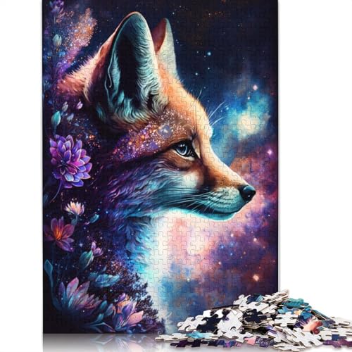 1000-teiliges Puzzle Fuchs und Blumen, Puzzle für Erwachsene, Kartonpuzzle, Lernspiel (Größe 38 x 26 cm) von LiJianXXS