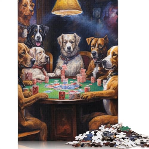 1000-teiliges Puzzle Hunde Spielen Poker, Puzzle für Erwachsene, Kartonpuzzle, Lernspiel für Erwachsene und Kinder, Größe: 38 x 26 cm von LiJianXXS