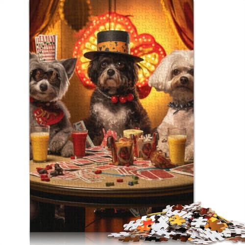 1000-teiliges Puzzle Hunde Spielen Poker, Puzzle für Erwachsene, Kartonpuzzle, Lernspielzeug, Größe: 38 x 26 cm von LiJianXXS