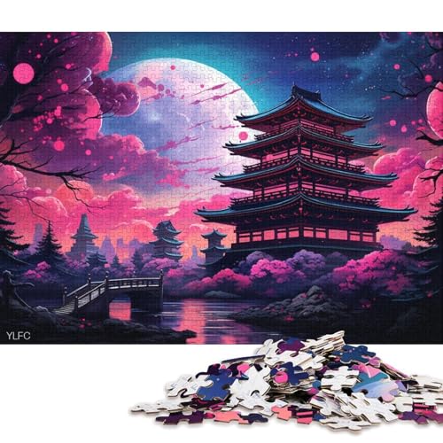 1000-teiliges Puzzle Japanische Tempelkunst, Puzzle für Erwachsene, Holzpuzzle, Lernspiel, Herausforderungsspielzeug 75x50cm/1000 Stück von LiJianXXS