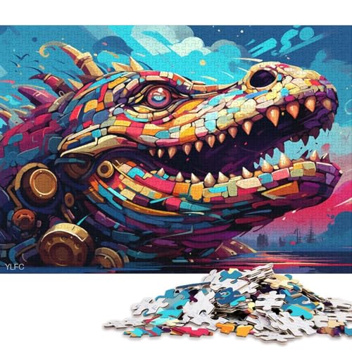 1000-teiliges Puzzle Krokodil-Tierroboter, Kartonpuzzle, Denksportaufgaben für Erwachsene 38x26cm/1000 Teile von LiJianXXS