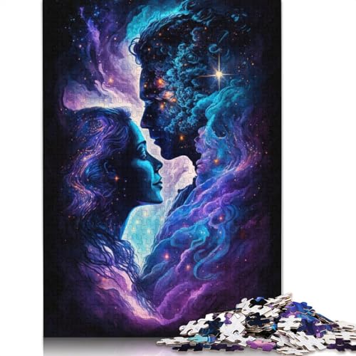 1000-teiliges Puzzle Paar in der Galaxie, Puzzle für Erwachsene, Holzpuzzle, Erwachsene und Kinder (Größe 75 x 50 cm) von LiJianXXS