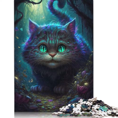 1000-teiliges Puzzle Psychedelische Katze, Blume, Galaxie, Puzzle für Erwachsene, Holzpuzzle, Lernspiel, Herausforderungsspielzeug, Größe: 75 x 50 cm von LiJianXXS