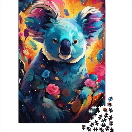 1000-teiliges Puzzle Psychedelisches Gemälde – Koala-Puzzle für Erwachsene, Holzpuzzle, Familienunterhaltungsspielzeug 29,53x19,69 Zoll von LiJianXXS