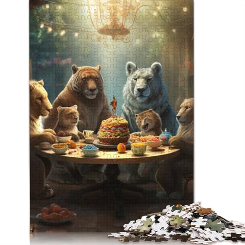 1000-teiliges Puzzle Tierparty für Erwachsene, Kartonpuzzle, Lernspiel, Herausforderungsspielzeug, Größe: 38 x 26 cm von LiJianXXS