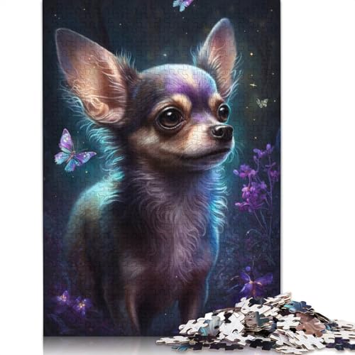 1000-teiliges Puzzle Traum-Chihuahua-Blume, Puzzle für Erwachsene, Holzpuzzle, anspruchsvolles Spiel, Größe: 75 x 50 cm von LiJianXXS