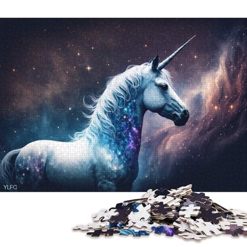 1000-teiliges Puzzle Universum, Galaxie, Einhorn, Puzzle für Erwachsene, Holzpuzzle, tolles Geschenk für Erwachsene, 75 x 50 cm von LiJianXXS