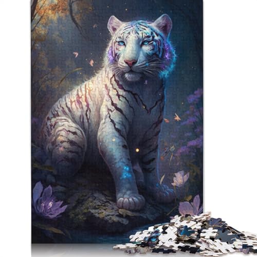 1000-teiliges Puzzle Weißer Tiger, Blumen-Galaxie, Puzzle für Erwachsene, Kartonpuzzle, Lernspiel, Herausforderungsspielzeug, Größe: 38 x 26 cm von LiJianXXS