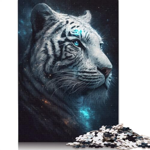 1000-teiliges Puzzle Weißer Tiger, Galaxie, Puzzle für Erwachsene, Holzpuzzle, Lernspiel, Herausforderungsspielzeug (Größe 75 x 50 cm) von LiJianXXS