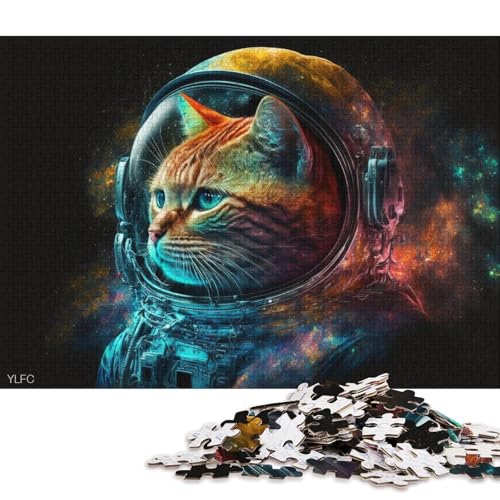 1000-teiliges Puzzle für Erwachsene, Astronauten-Katzen-Puzzle, Kartonpuzzle, pädagogisches Stressabbau-Spielzeug-Puzzle 38x26cm/1000 Teile von LiJianXXS