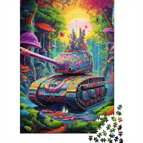 1000-teiliges Puzzle für Erwachsene, Bunte Panzer, Holzpuzzle, herausforderndes Spielzeug-Puzzle für Erwachsene und Kinder, Größe: 75 x 50 cm von LiJianXXS