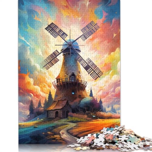 1000-teiliges Puzzle für Erwachsene, Bunte Windmühlen, Puzzle für Erwachsene, Kartonpuzzle, Puzzle für Kinder, Geschenke, Größe: 38 x 26 cm von LiJianXXS