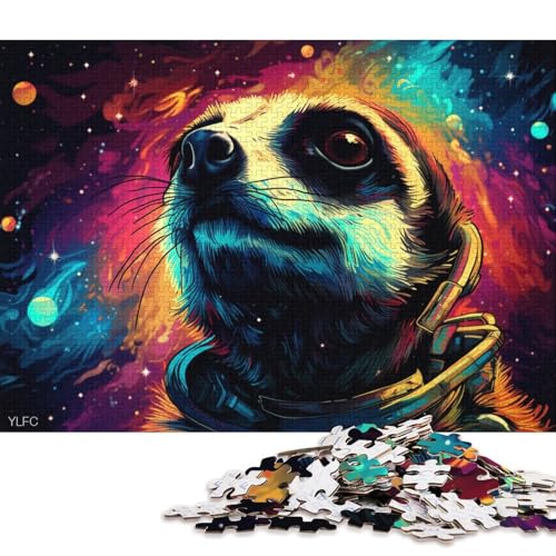 1000-teiliges Puzzle für Erwachsene, Erdmännchen im Weltraum, Puzzle für Kinder, Holzpuzzle, tolles Geschenk für Erwachsene 75x50cm/1000 Teile von LiJianXXS