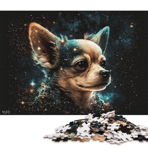 1000-teiliges Puzzle für Erwachsene, Galaxie-Astronauten-Chihuahua-Puzzle, Holzpuzzle, pädagogisches Stressabbau-Spielzeug-Puzzle 75x50cm/1000 Teile von LiJianXXS