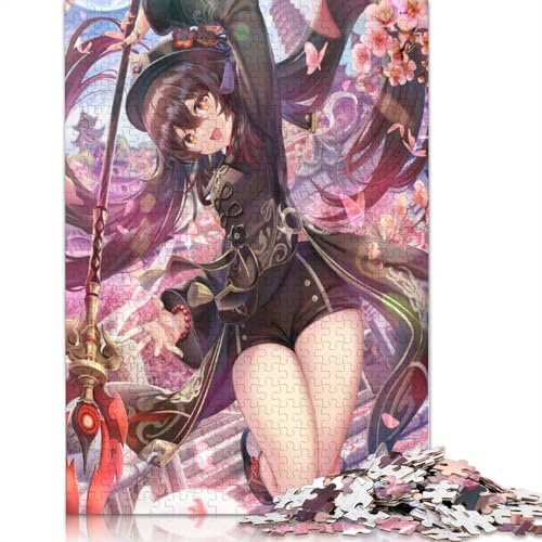 1000-teiliges Puzzle für Erwachsene, Genshin Impact Hu Tao, Puzzles für Erwachsene, Kartonpuzzle, Lernspiel, Herausforderungsspielzeug (Größe 38 x 26 cm) von LiJianXXS