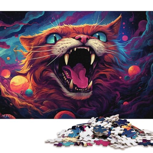 1000-teiliges Puzzle für Erwachsene, Geschenk, Kunst, seltsame Katze, Puzzle für Kinder, Holzpuzzle, Spielzeug, Denkspiel 75x50cm/1000 Stück von LiJianXXS