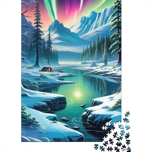 1000-teiliges Puzzle für Erwachsene, Geschenke für Aurora-Schneenacht, Puzzle für Erwachsene, Holzpuzzle, Spaß für Aktivitäten zu Hause, Größe: 75 x 50 cm von LiJianXXS