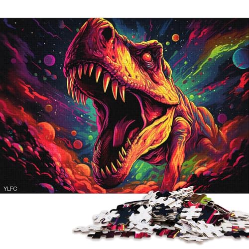 1000-teiliges Puzzle für Erwachsene, Geschenke für Dinosaurier im Weltraum, Puzzle für Kinder, Kartonpuzzle, Spielzeug, Denkspiel 38x26cm/1000 Stück von LiJianXXS