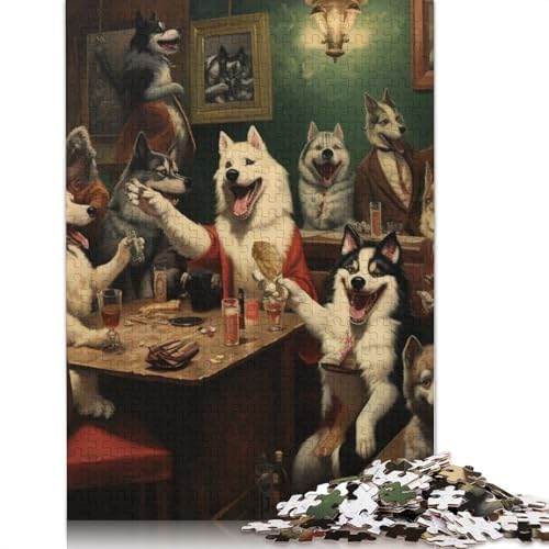 1000-teiliges Puzzle für Erwachsene, Hundeparty-Puzzle für Erwachsene, Kartonpuzzle, Puzzle für Kinder, Geschenke, Größe: 38 x 26 cm von LiJianXXS