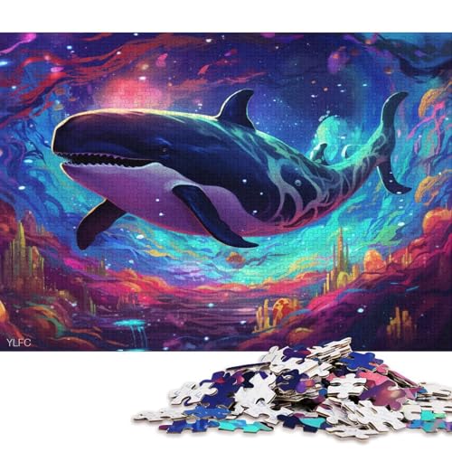 1000-teiliges Puzzle für Erwachsene, Killerwale im Weltraum, Puzzle für Kinder, Holzpuzzle, Lernspiel, Herausforderungsspielzeug 75x50cm/1000 Teile von LiJianXXS