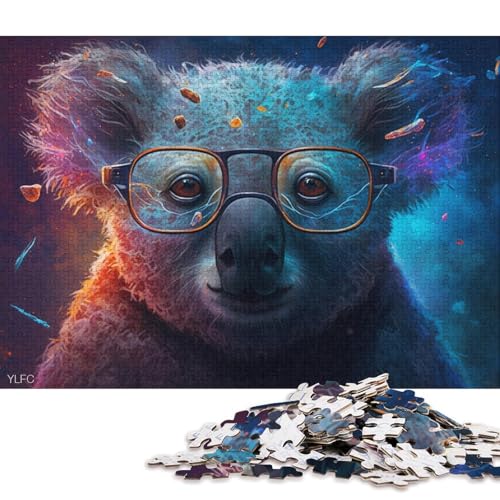 1000-teiliges Puzzle für Erwachsene, Koala mit Brille, Puzzle für Erwachsene, Puzzle, Holzpuzzle, tolles Geschenk für Erwachsene 75x50cm/1000 Teile von LiJianXXS