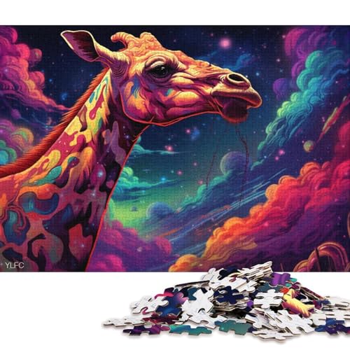 1000-teiliges Puzzle für Erwachsene, Kunst-Giraffe, Puzzle für Erwachsene, Holzpuzzle, Heimdekorationspuzzle 75x50cm/1000 Stück von LiJianXXS