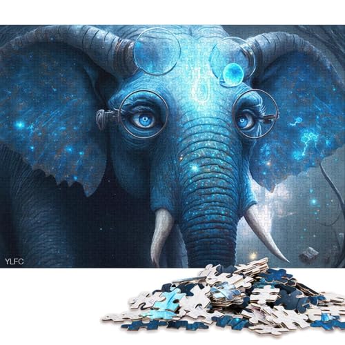 1000-teiliges Puzzle für Erwachsene, Magic Art-Elefanten-Puzzle für Erwachsene, Holzpuzzle, anspruchsvolles Spiel (Größe 75 * 50 cm) von LiJianXXS