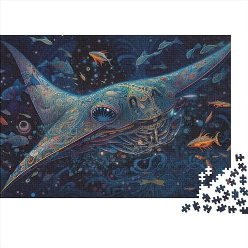 1000-teiliges Puzzle für Erwachsene, Manta Ray-Puzzle für Erwachsene, Holzpuzzle, anspruchsvolles Spiel, Größe 50 x 75 cm von LiJianXXS