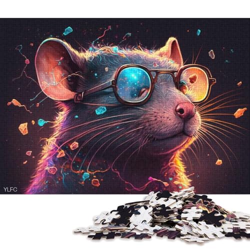 1000-teiliges Puzzle für Erwachsene, Maus mit Brille, Puzzle für Erwachsene, Kartonpuzzle, Lernspiel für Erwachsene und Kinder 38x26cm/1000 Stück von LiJianXXS