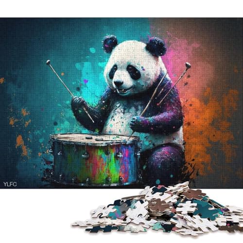 1000-teiliges Puzzle für Erwachsene, Panda spielt Trommel, Puzzle aus Pappe, pädagogisches Stressabbau-Spielzeug-Puzzle 38x26cm/1000 Teile von LiJianXXS