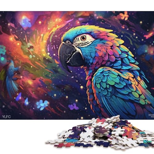 1000-teiliges Puzzle für Erwachsene, Papagei im Weltraum, Puzzle für Kinder, Kartonpuzzle, tolles Geschenk für Erwachsene 38x26cm/1000 Teile von LiJianXXS