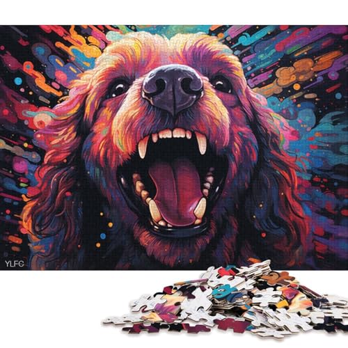 1000-teiliges Puzzle für Erwachsene, Pudel-Kunst-Puzzle für Kinder, Holzpuzzle, Lernspiel, Herausforderungsspielzeug 75x50cm/1000 Teile von LiJianXXS