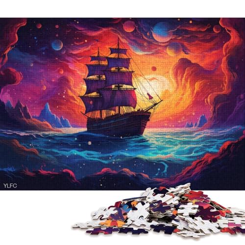 1000-teiliges Puzzle für Erwachsene, Puzzle-Geschenke, Kunst, Piratenschiff-Puzzle für Kinder, Holzpuzzle, Spielzeug, Denkspiel 75x50cm/1000 Stück von LiJianXXS