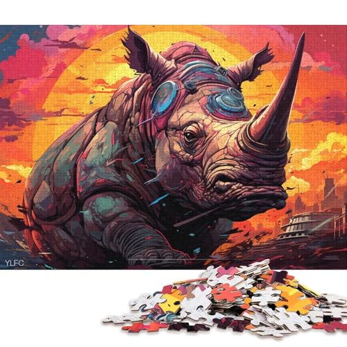 1000-teiliges Puzzle für Erwachsene, Puzzle-Geschenke, Roboter-Nashorn-Puzzle für Kinder, Kartonpuzzle, Spielzeug, Denkspiel 38x26cm/1000 Stück von LiJianXXS