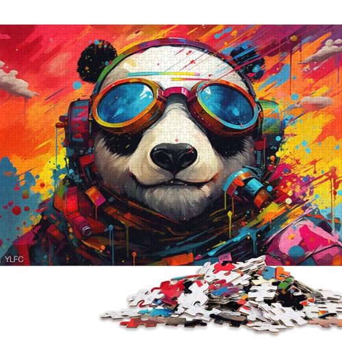 1000-teiliges Puzzle für Erwachsene, Puzzle-Geschenke, bunter Roboter-Panda, Puzzle für Kinder, Holzpuzzle, Spielzeug, Denkspiel 75x50cm/1000 Stück von LiJianXXS