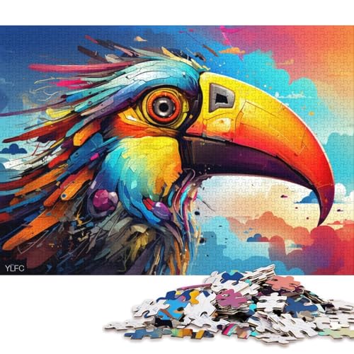 1000-teiliges Puzzle für Erwachsene, Puzzle-Geschenke, bunter Roboter-Tukan, Puzzle für Kinder, Kartonpuzzle, Spielzeug, Denkspiel 38x26cm/1000 Stück von LiJianXXS