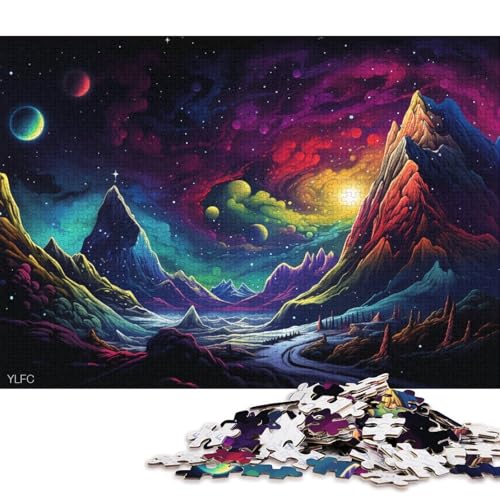 1000-teiliges Puzzle für Erwachsene, Puzzle mit bunten verschneiten Bergen, Puzzle für Kinder, Holzpuzzle, Spielzeug, Denkspiel 75x50cm/1000 Stück von LiJianXXS