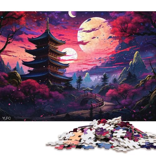 1000-teiliges Puzzle für Erwachsene, Puzzle mit japanischer Tempelkunst, Puzzle für Kinder, Kartonpuzzle, Spielzeug, Denkspiel 38x26cm/1000 Stück von LiJianXXS