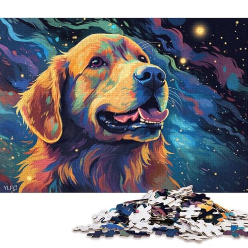 1000-teiliges Puzzle für Erwachsene, Tier-Puzzle mit Golden Retriever, Puzzle für Kinder, Kartonpuzzle, Spielzeug, Denkspiel 38x26cm/1000 Stück von LiJianXXS