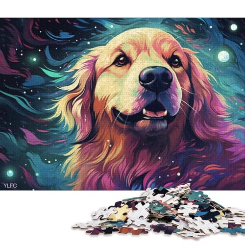 1000-teiliges Puzzle für Erwachsene, Tier-Puzzle mit Golden Retriever, Puzzle für Kinder, Kartonpuzzle, Spielzeug, Denkspiel 38x26cm/1000 Stück von LiJianXXS