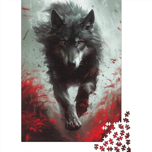 1000-teiliges Puzzle für Erwachsene, Tier-Wolf-Puzzle für Erwachsene, Holzpuzzle, Familienspiele, Weihnachts- und Geburtstagsgeschenke, Größe: 75 x 50 cm von LiJianXXS