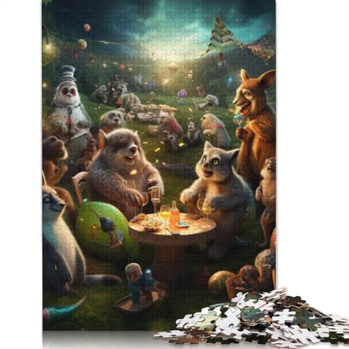 1000-teiliges Puzzle für Erwachsene, Tiere Spielen Poker, Puzzle für Erwachsene, Holzpuzzle, anspruchsvolles Spiel, Größe: 75 x 50 cm von LiJianXXS