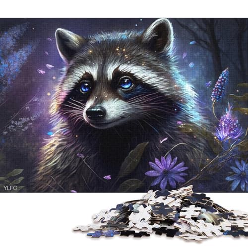 1000-teiliges Puzzle für Erwachsene, Waschbär im Dschungel, Puzzle aus Pappe, pädagogisches Stressabbau-Spielzeug-Puzzle 38x26cm/1000 Teile von LiJianXXS