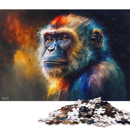 1000-teiliges Puzzle für Erwachsene, buntes Affen-Puzzle, Holzpuzzle, pädagogisches Stressabbau-Spielzeug-Puzzle 75x50cm/1000 Stück von LiJianXXS