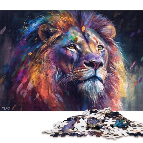 1000-teiliges Puzzle für Erwachsene, buntes Löwen-Puzzle, Holzpuzzle, pädagogisches Stressabbau-Spielzeug-Puzzle 75x50cm/1000 Stück von LiJianXXS