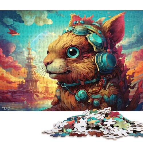 1000-teiliges Puzzle für Erwachsene, buntes Roboter-Eichhörnchen-Puzzle für Erwachsene, Kartonpuzzle, Puzzle für Erwachsene, Lernspiel, Herausforderungsspielzeug 38x26cm/1000 Stück von LiJianXXS