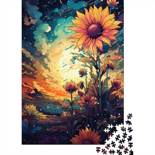 1000-teiliges Puzzle für Erwachsene, farbenfrohe, Bezaubernde Sonnenblumen-Puzzles, Holzpuzzles, Lernspielzeug, Familienspiele 29,53x19,69 Zoll von LiJianXXS