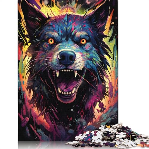 1000-teiliges Puzzle für Erwachsene, farbenfroher Psychedelischer böser Hund aus The Future12, Puzzles für Erwachsene, Kartonpuzzle, Heimdekoration, 38 x 26 cm von LiJianXXS